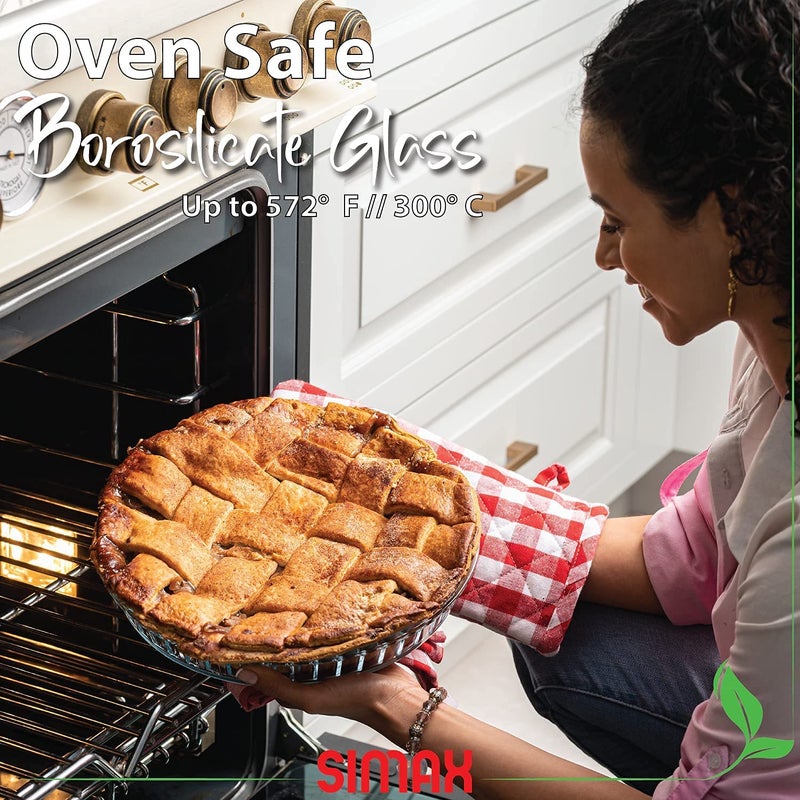 Simax Glass Pie Pan, 11 Inch Round Pie Plate, Glass Baking Dish, Fluted Pie Holder, Oven Safe Tray, Borosilicate Glass - Image 4